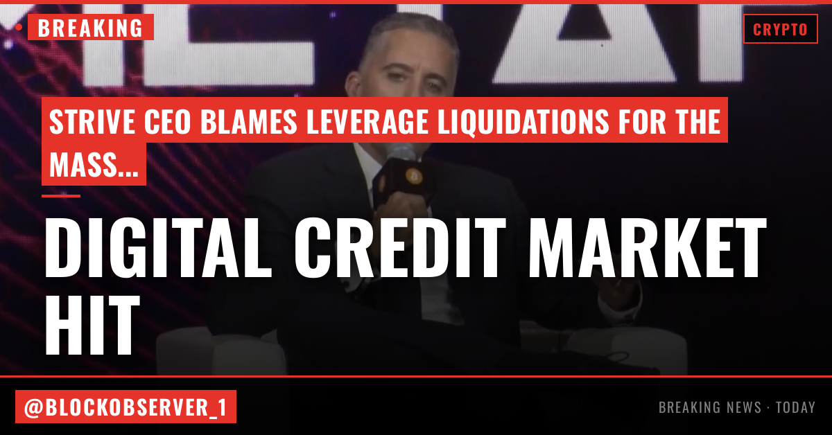 Digital credit market hit by huge selloff as Strive CEO blames leverage liquidations