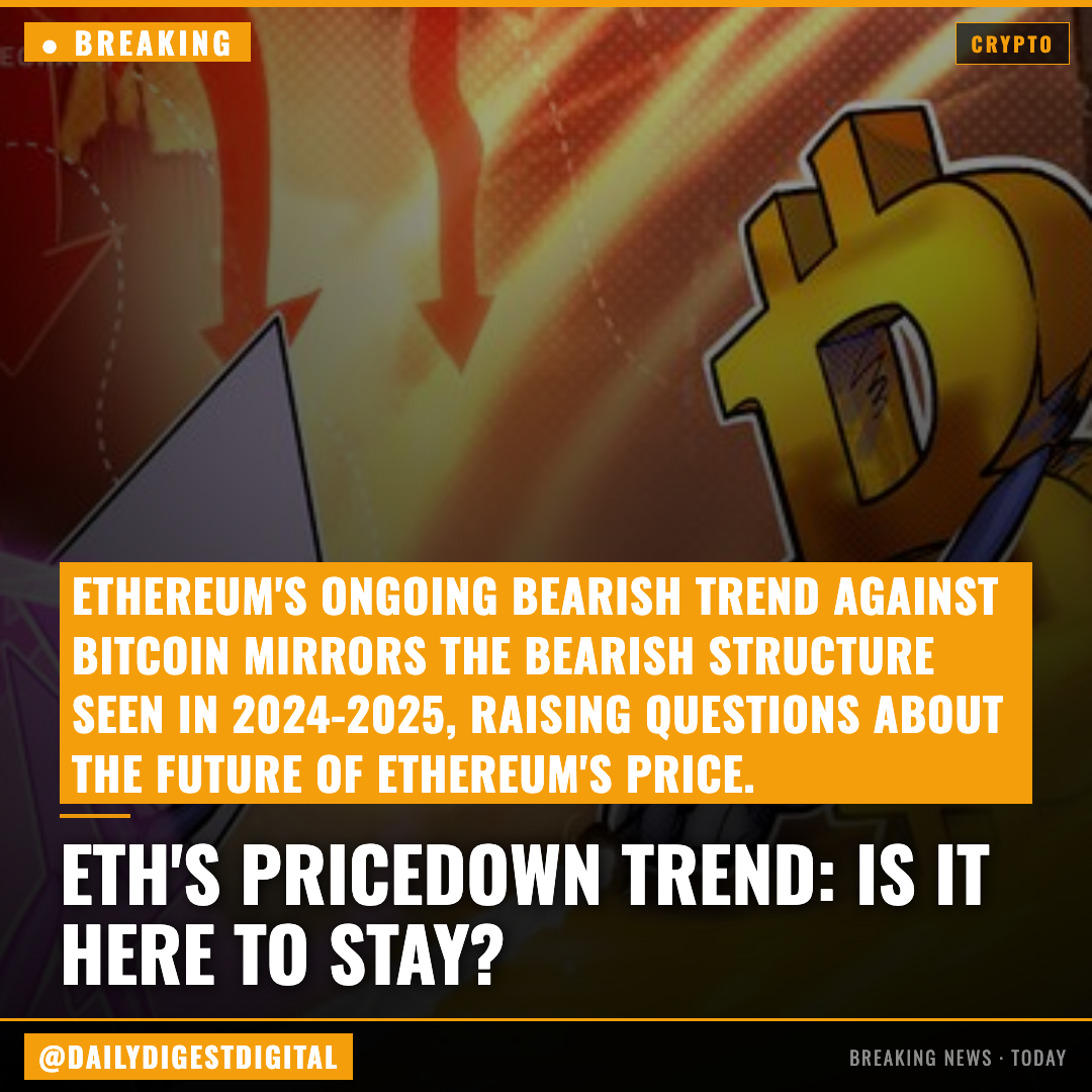 Ethereum down 35% versus Bitcoin in a year: Will the ETH price downtrend continue?