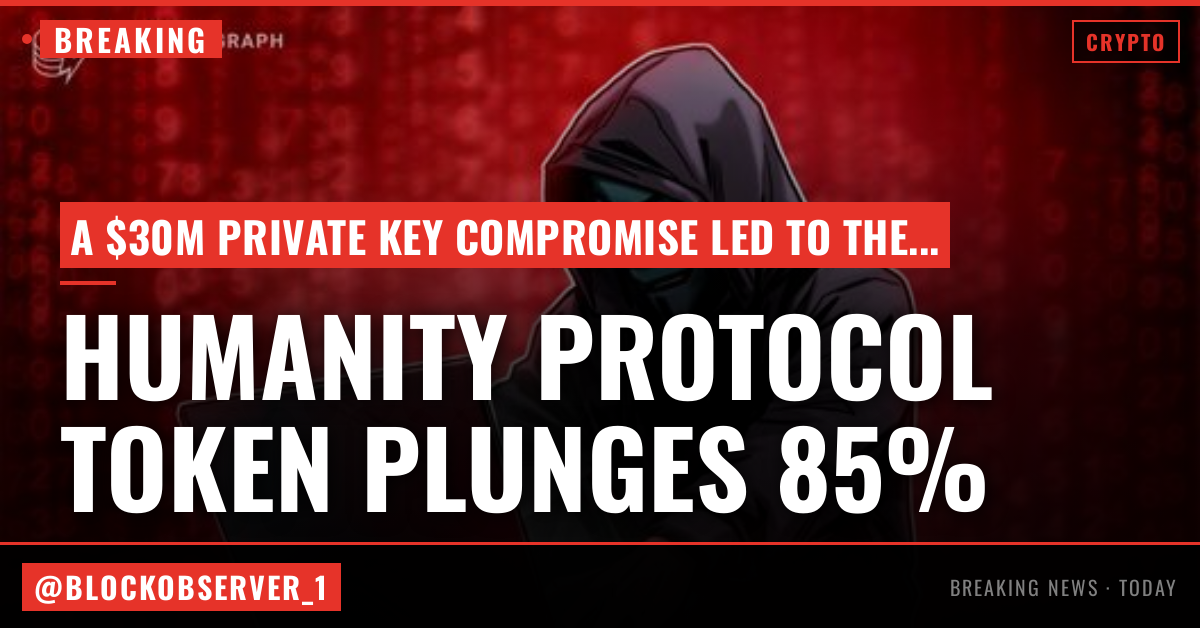 Humanity Protocol token falls 85% amid $30M private key exploit