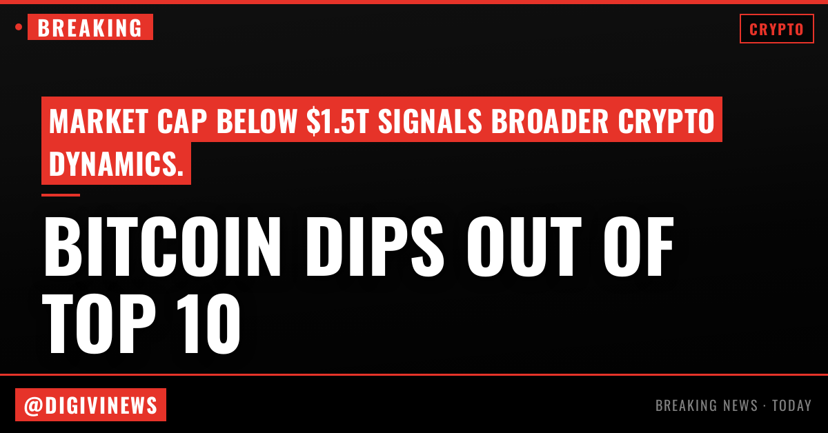 Bitcoin falls out of the global top 10 assets as market cap dips below $1.5T