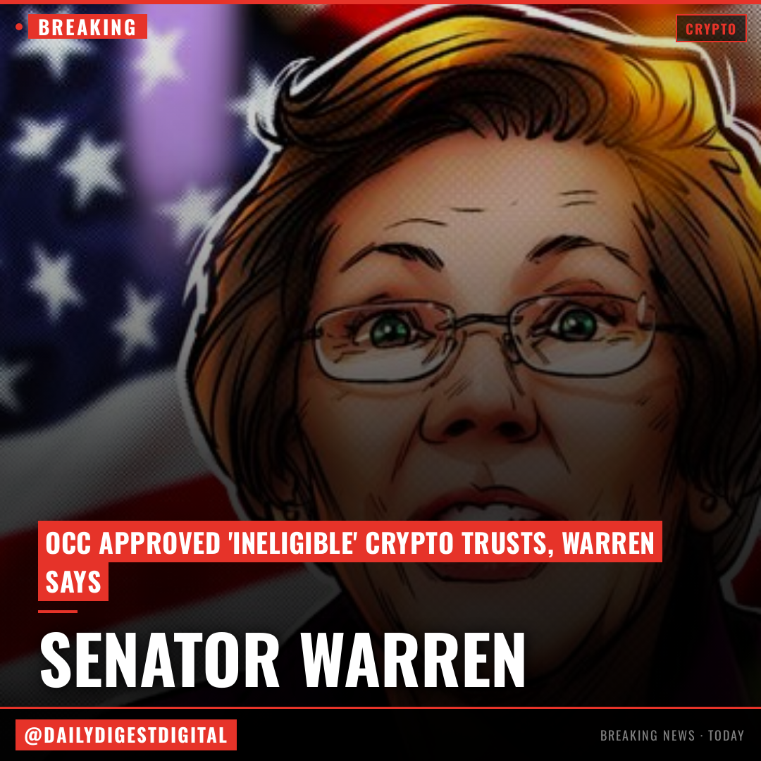 Senator Warren questions OCC chief on approval of ‘ineligible’ crypto trust charters