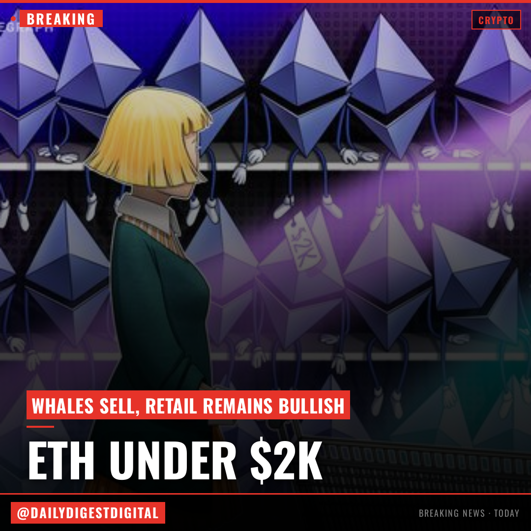 Ethereum under $2K: ETH whales sell as retail remains bullish