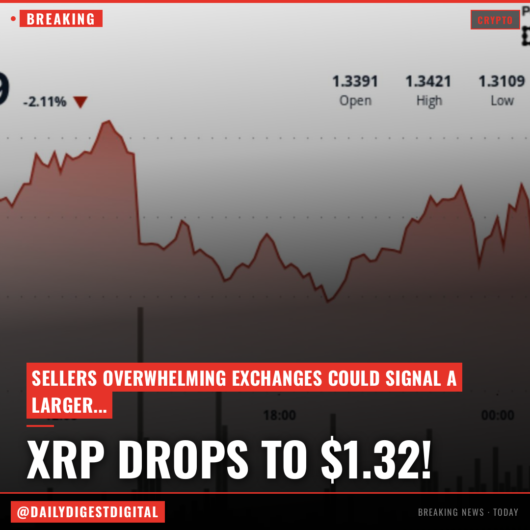 XRP drops to $1.32 as sellers overpower exchange outflows