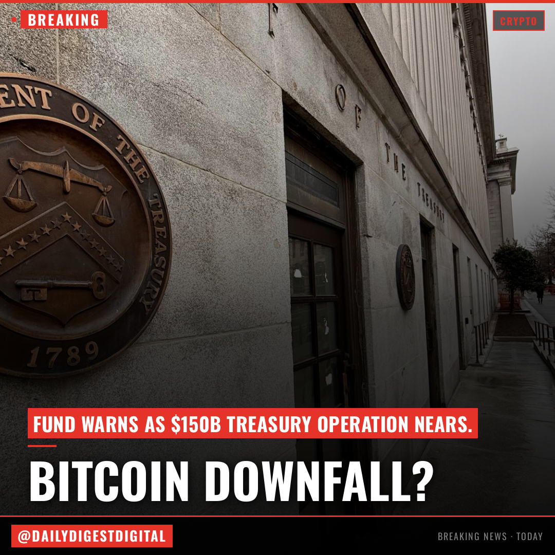 Bitcoin could be heading much lower, fund manager warns as $150 billion Treasury operation nears