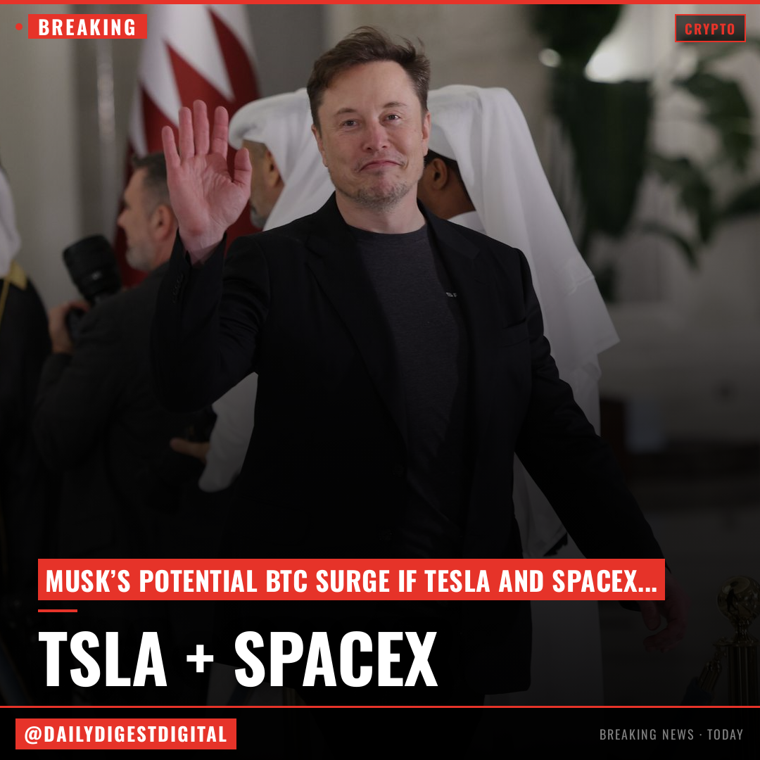 Elon Musk could become a top 5 corporate bitcoin holder if Tesla and SpaceX merge