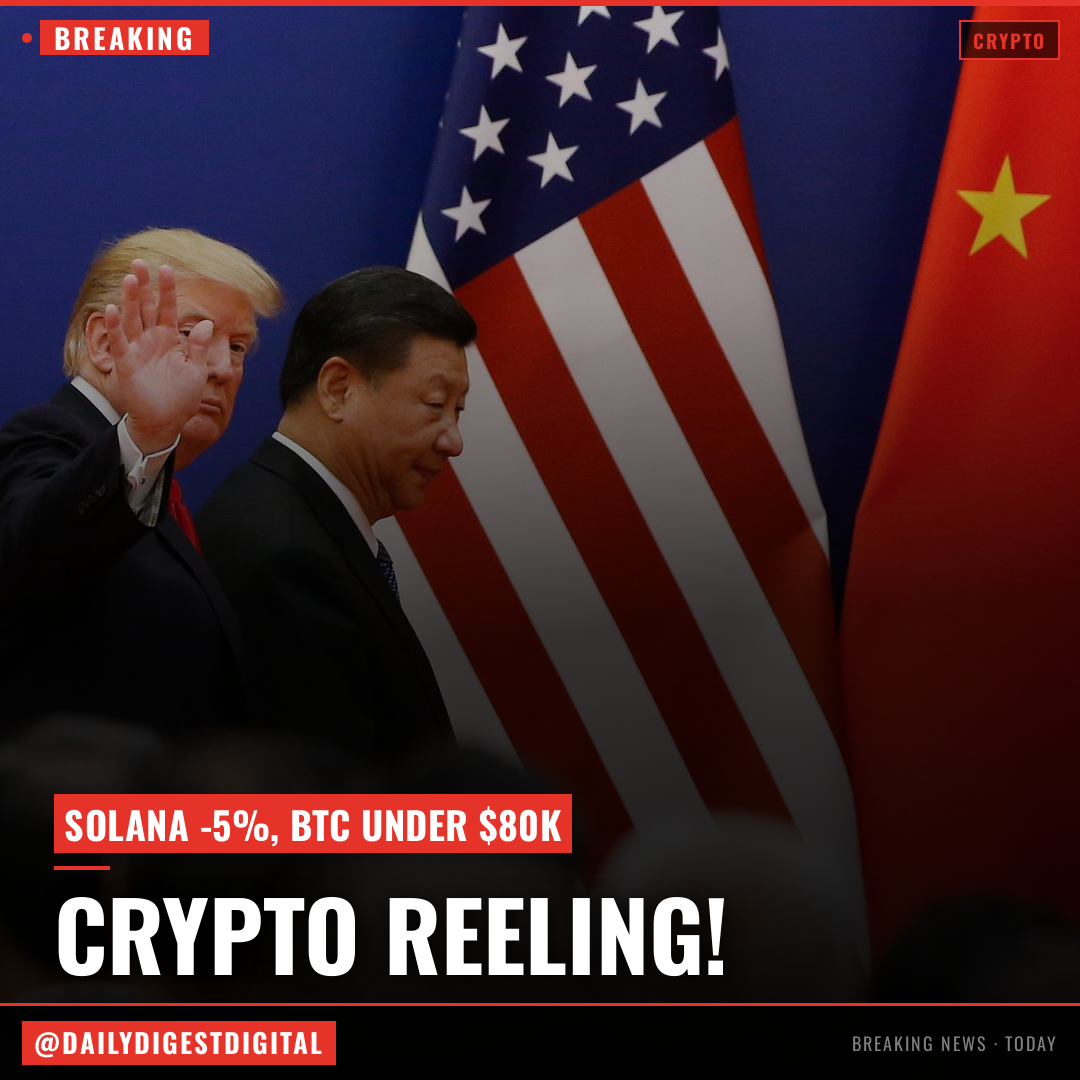 Solana drops 5%, bitcoin below $80,000 as Xi warns Trump on Taiwan conflict