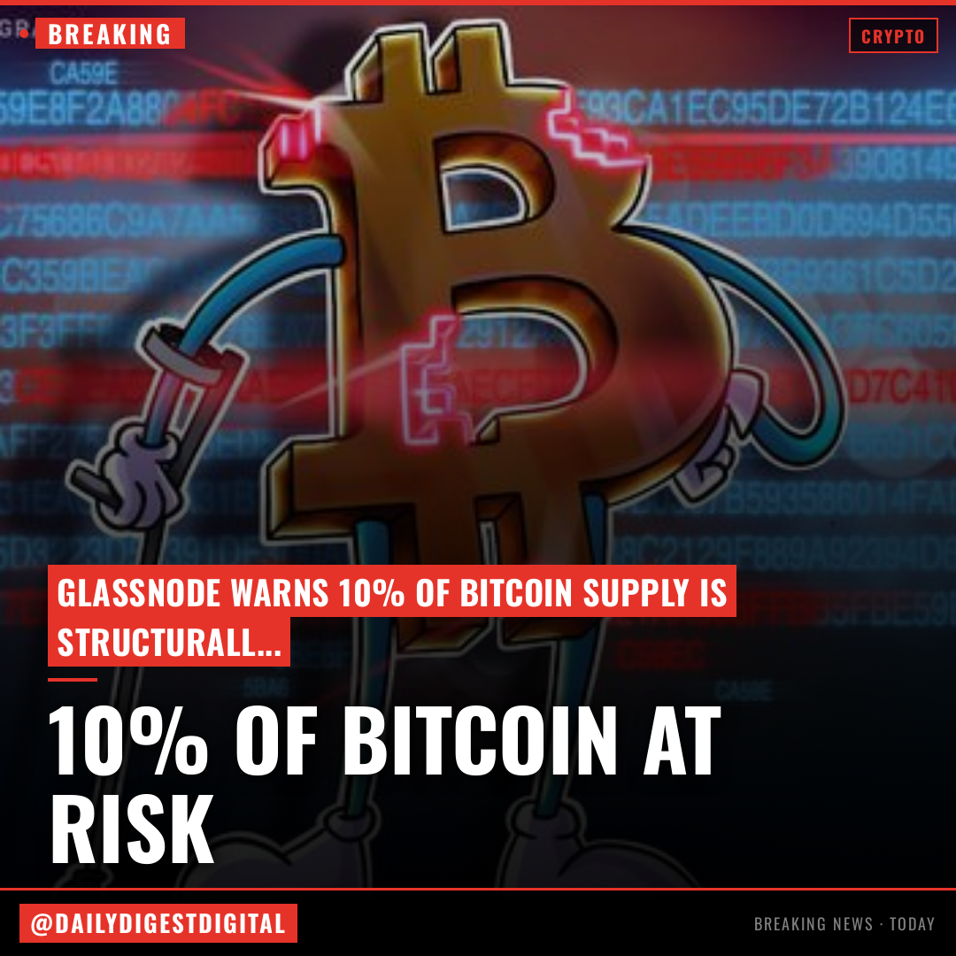 Nearly 10% of Bitcoin supply is ‘structurally unsafe’ from quantum breakthrough: Glassnode