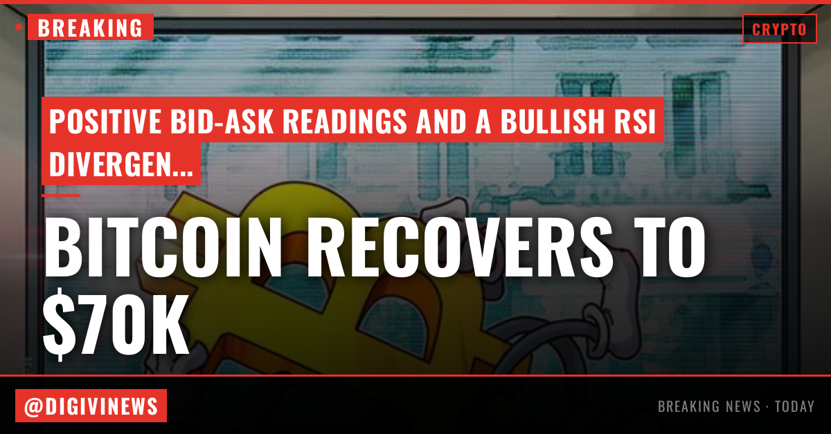 Bitcoin rally to $70K builds as orderbook structure highlights traders’ confidence