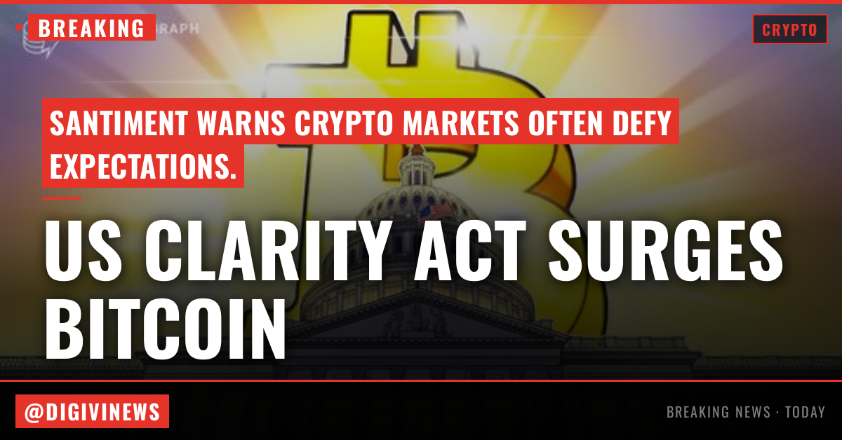 US CLARITY Act brings ‘major spike of euphoria’ to Bitcoin: Santiment