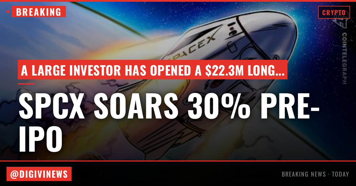 SpaceX IPO update: Whale opens $22.3M SPCX long as synthetic price hits 30% premium