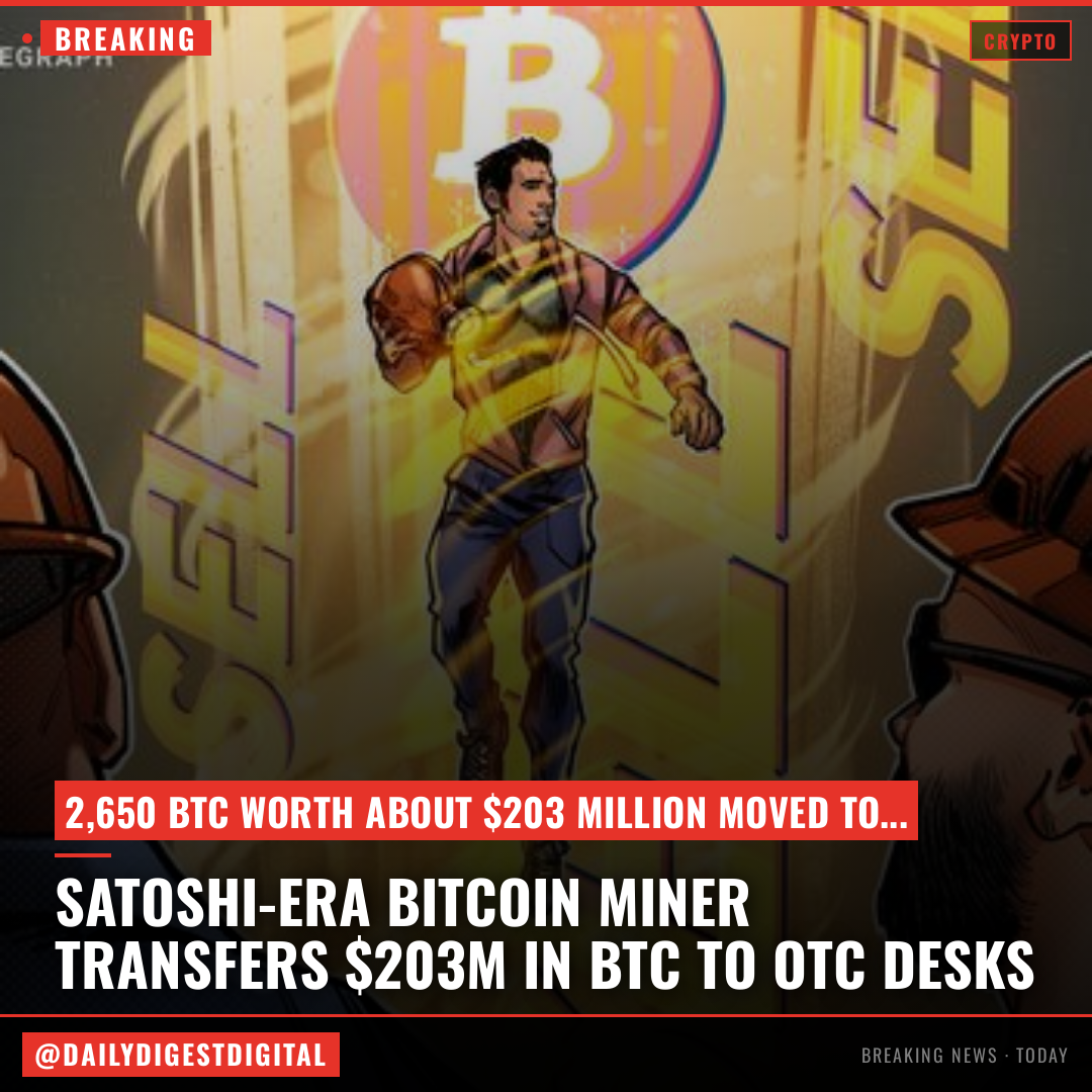Satoshi-era Bitcoin miner transfers $203M in BTC to OTC desks