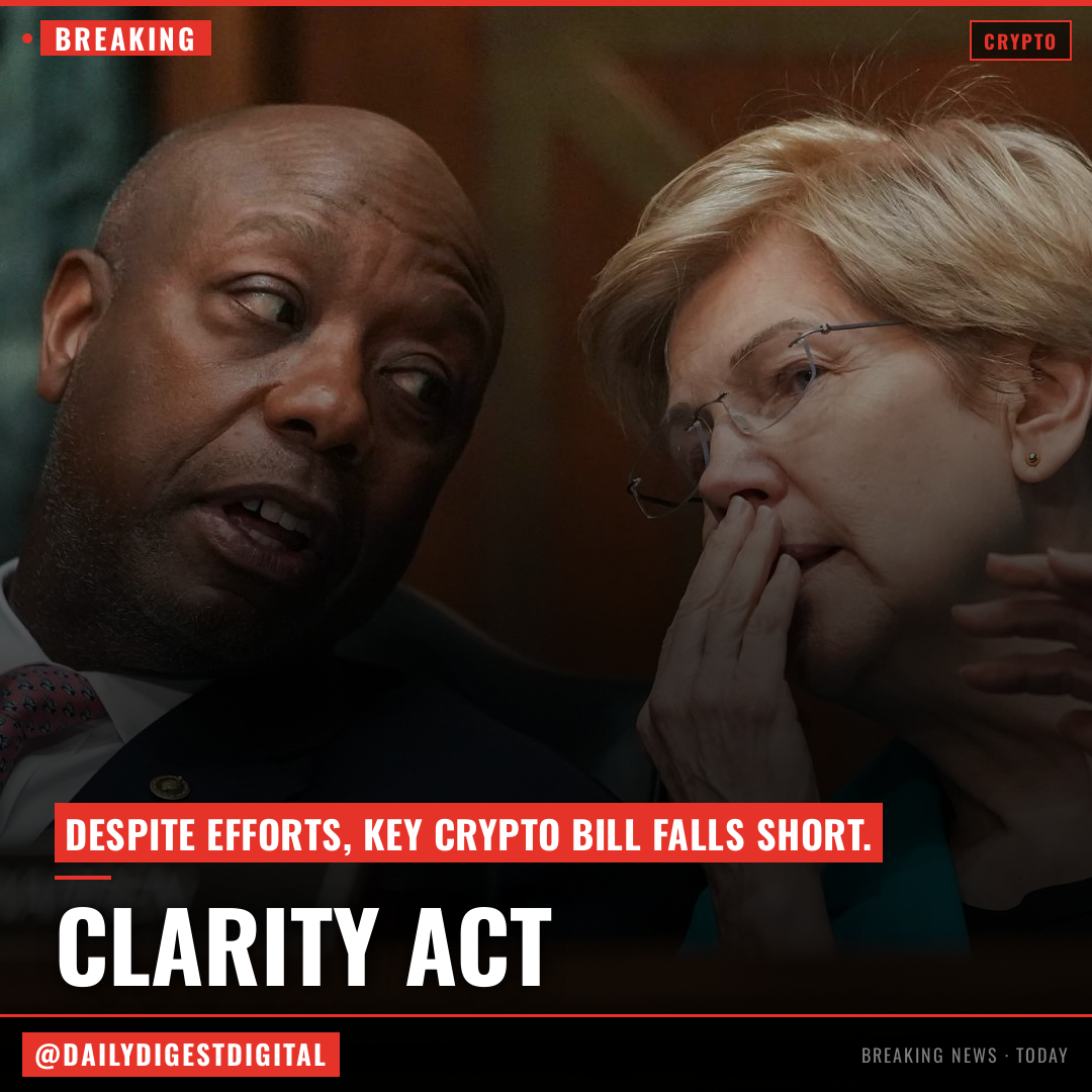 U.S. senators lament failure to win bipartisan support, yet, on crypto Clarity Act