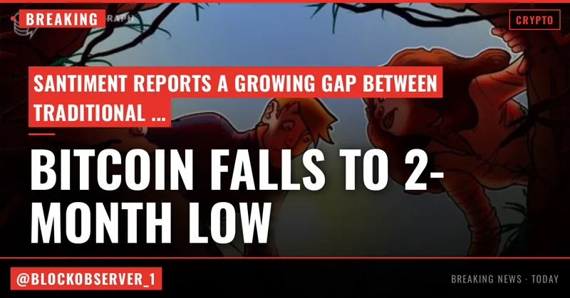 Bitcoin falls to 2-month low as divergence from equities widens