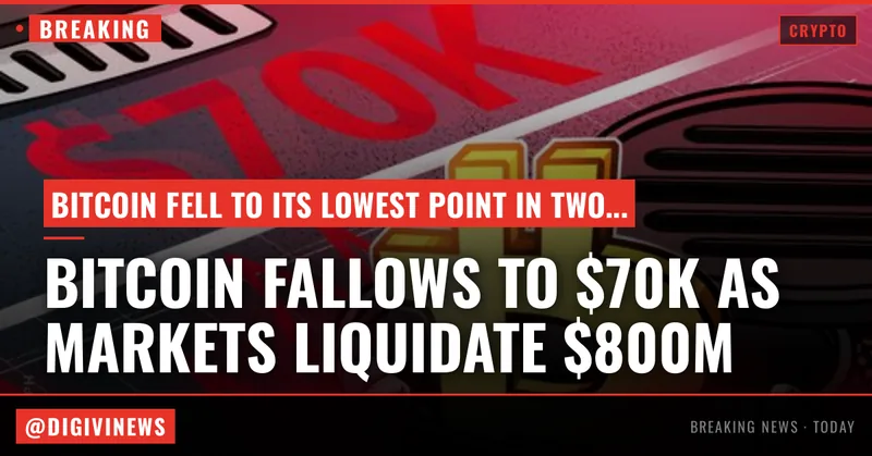 Bitcoin price falls under $70K as crypto markets liquidate $800M