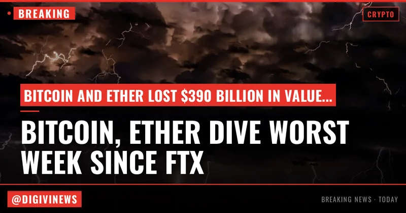 Bitcoin, ether eye worst weekly rout since FTX collapse as cryptos shed $390 billion