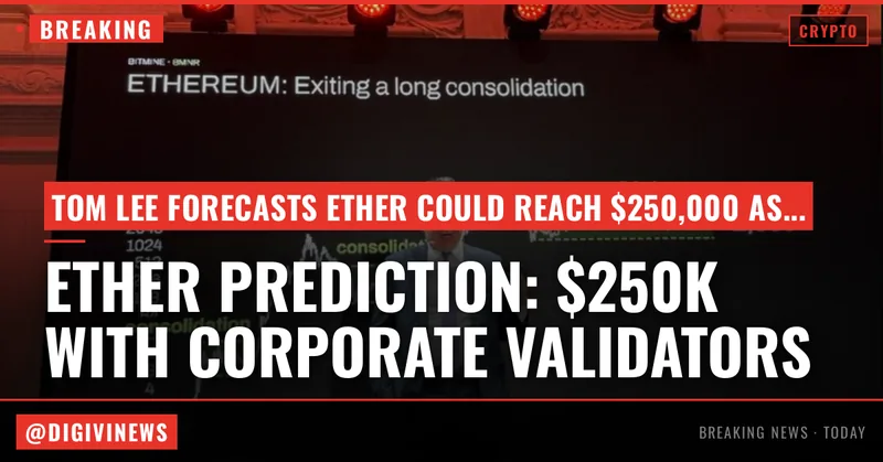 Tom Lee predicts ether will hit $250,000 as corporate validators take over network control