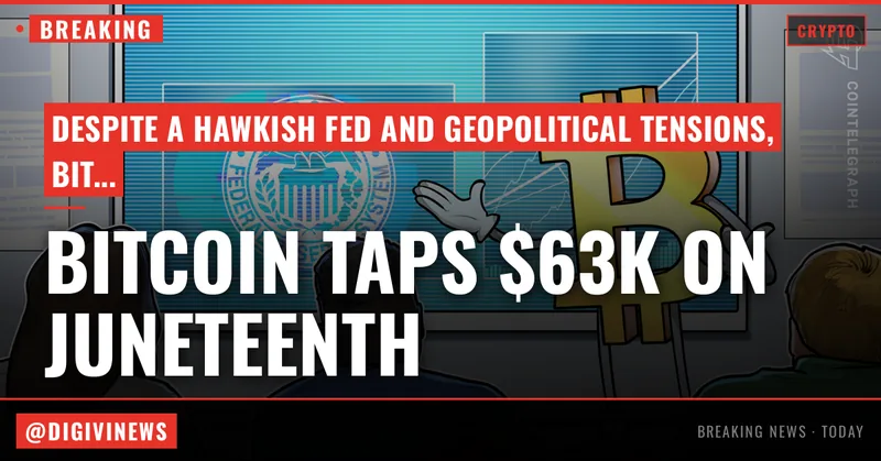 Bitcoin taps $63K on Juneteenth as July Fed rate-hike odds near 40%